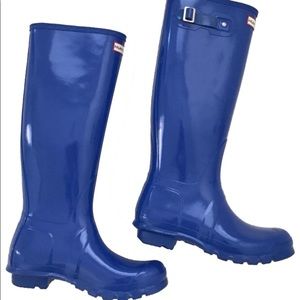 Hunter Tall Bright Blue Gloss Boots